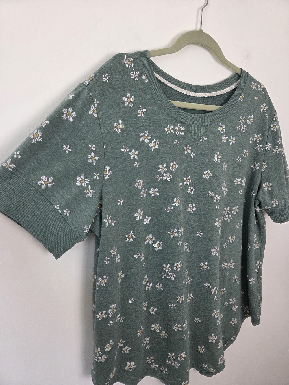 Teal Green Daisy Floral Top Plus Size 3X Comfy Casual Loungewear Modest Teacher